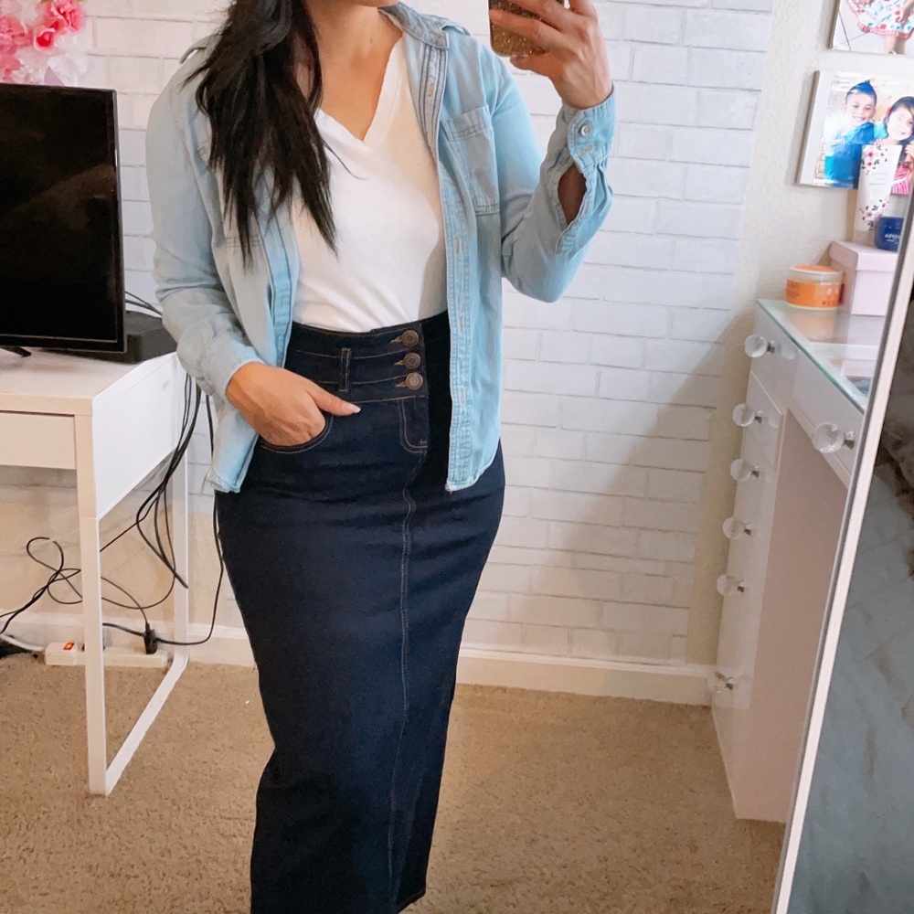 Long denim skirt